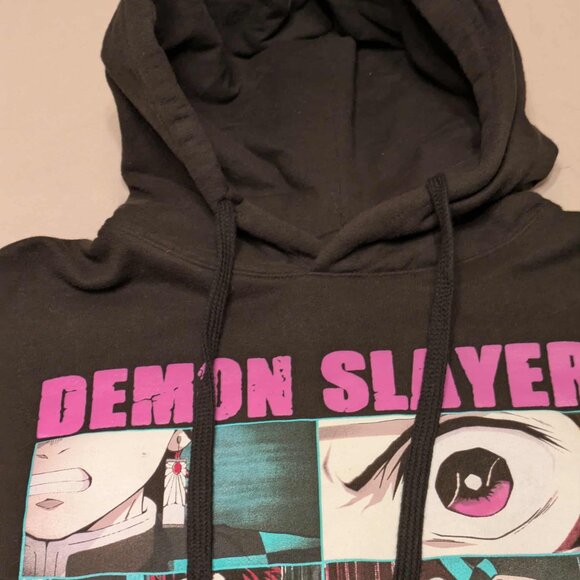 Demon Slayer Black Graphics Hoodie Unisex Small Pullover - Picture 3 of 9